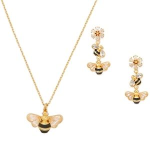 KATE SPADE • All Abuzz Bee Necklace Earrings Matching Set